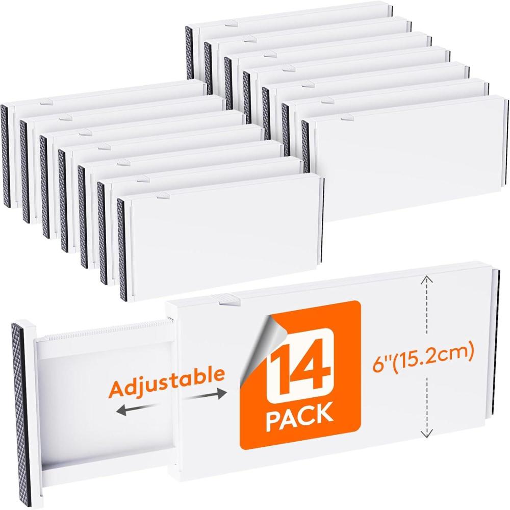 imageLifewit 5 Pack Drawer Dividers Plastic 6quot High 13522quot Adjustable Drawer Organizers for Clothes Expandable Dresser Separators in BedroomBathroomKitchenFridgeOffice Organization and Storage14