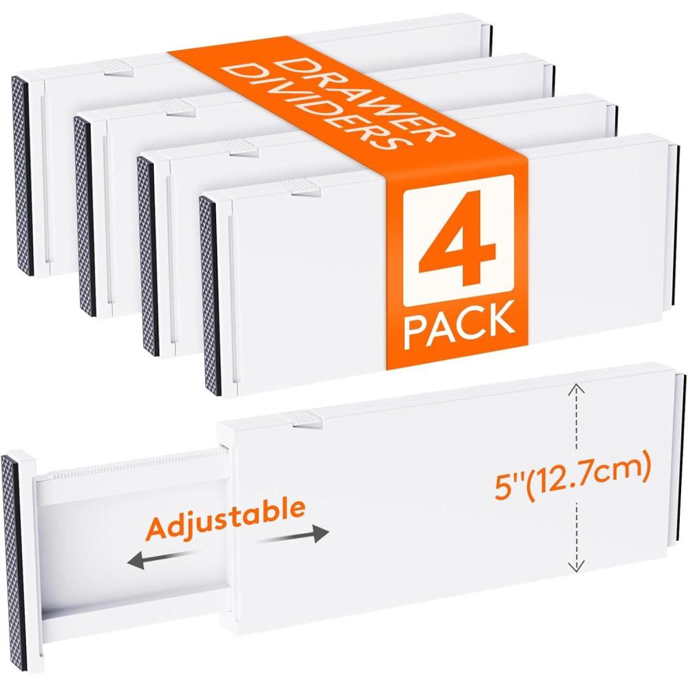 imageLifewit 5 Pack Drawer Dividers Plastic 6quot High 13522quot Adjustable Drawer Organizers for Clothes Expandable Dresser Separators in BedroomBathroomKitchenFridgeOffice Organization and Storage4