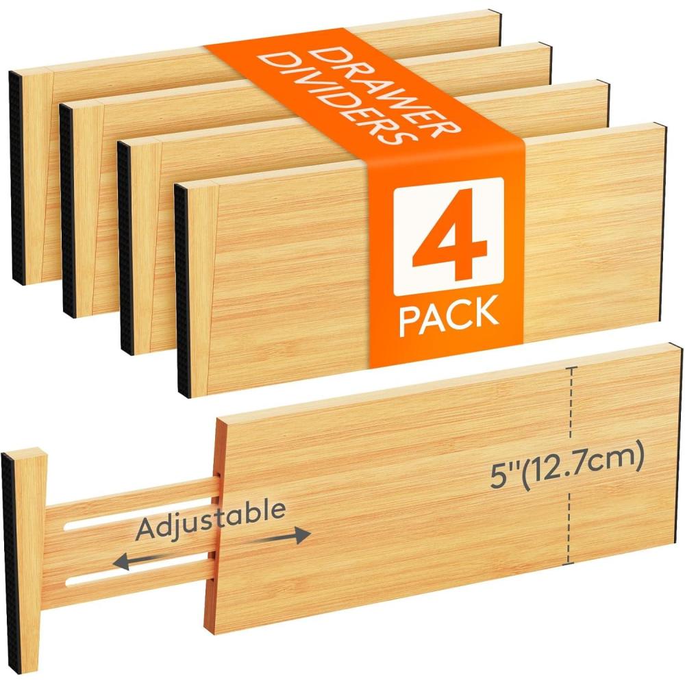 imageLifewit 6 Pack 5quot Deep Bamboo Drawer Dividers 17522quot Expandable Drawer Organizers for Clothes Adjustable Dresser Drawer Divider Clothing Drawer Separators for Dresser Bedroom Bathroom Kitchen4