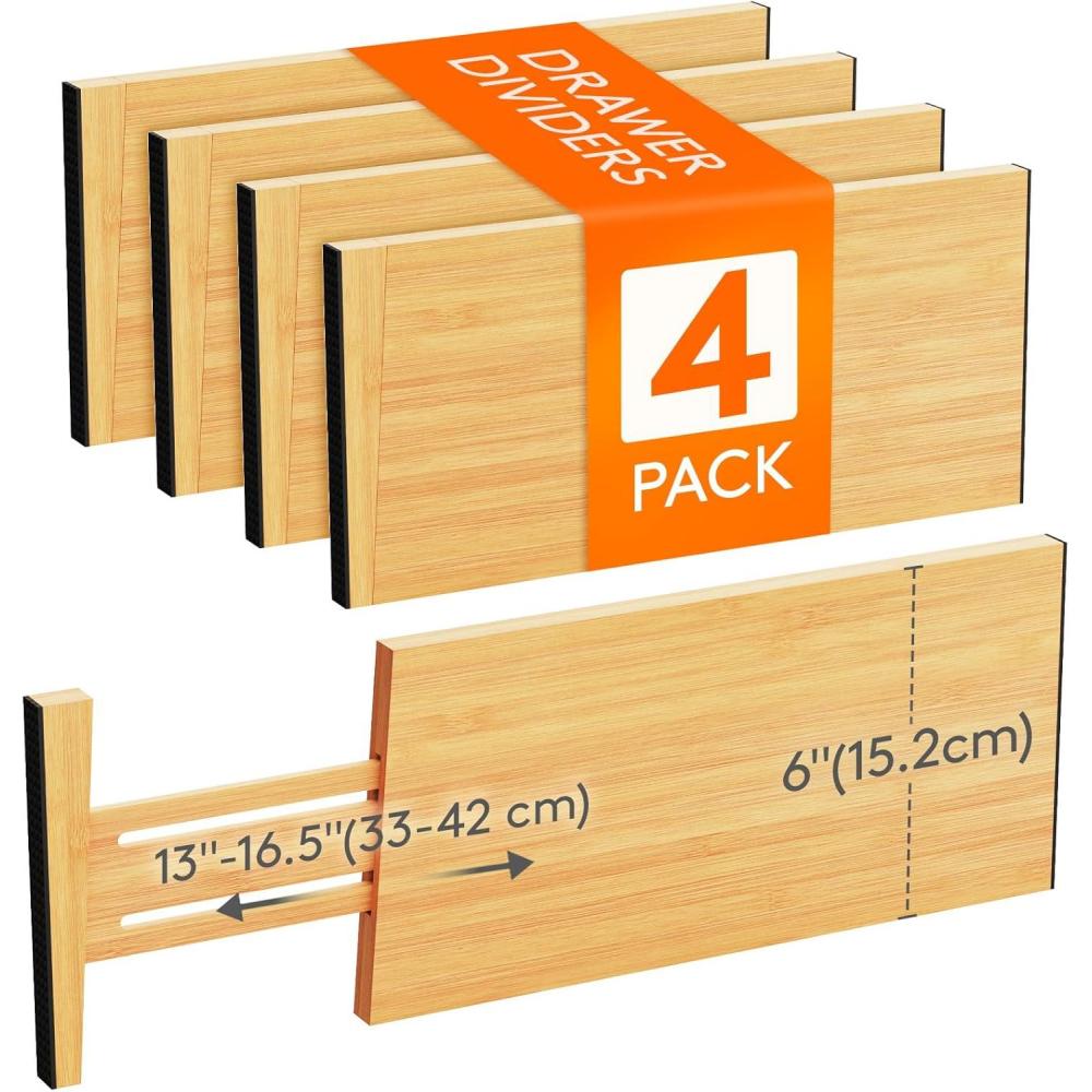 imageLifewit 6 Pack 6quot Deep Bamboo Drawer Dividers 17522quot Expandable Drawer Organisers for Clothes Adjustable Dresser Drawer Divider Clothing Drawers Separators for Dresser Bedroom Bathroom Office4