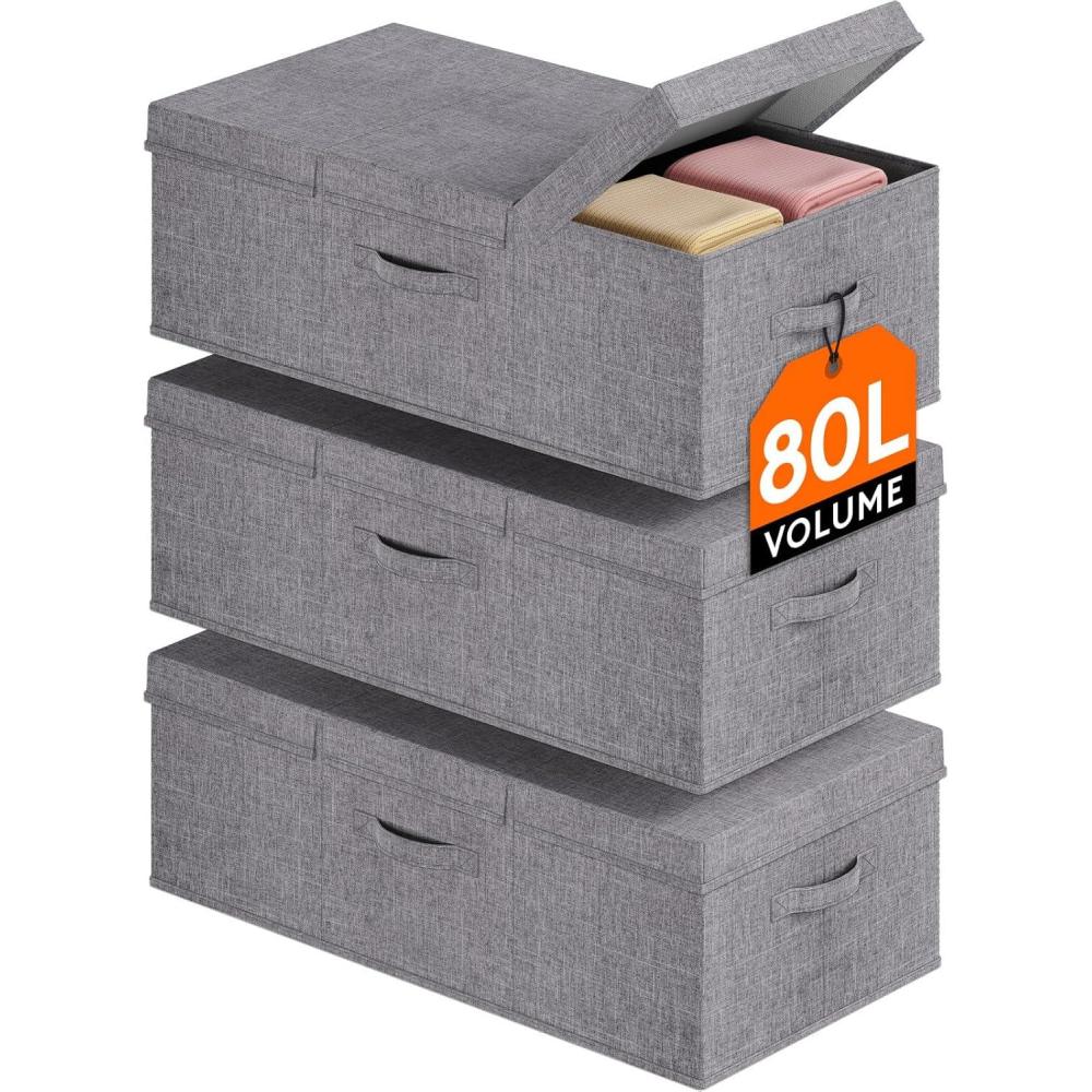 imageLifewit 80L Under Bed Storage Containers 98 Inch Tall Underbed Clothes Storage Organizer Bin with Sturdy Sidewalls Bottom 3 Lids Deep Storage Drawer for Clothes Shoes Blankets Pillows 2 Pack3