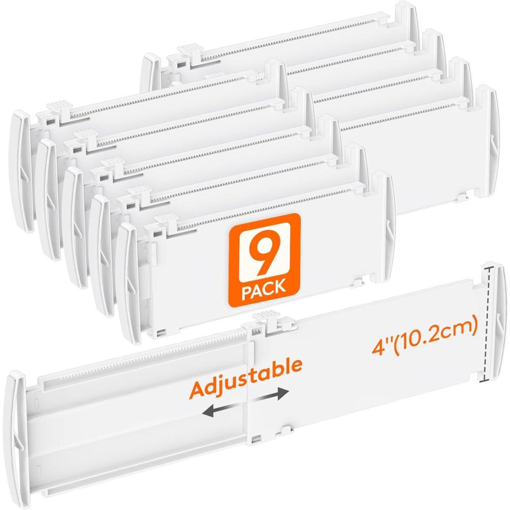 imageLifewit 9 Pack Drawer Dividers 4quot High 105165quot Dresser Drawer Divider Adjustable Drawer Organizers for Clothes Plastic Drawers Separators for Dresser Bedroom Bathroom Kitchen Office9