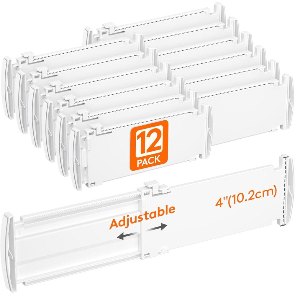 imageLifewit 9 Pack Drawer Dividers 4quot High 105165quot Dresser Drawer Divider Adjustable Drawer Organizers for Clothes Plastic Drawers Separators for Dresser Bedroom Bathroom Kitchen Office12