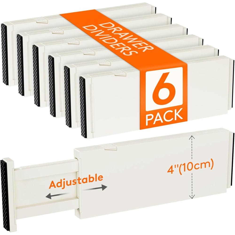 imageLifewit 9 Pack Drawer Dividers 4quot High 1117quot Adjustable Drawer Organizers for Clothes Expandable Dresser Separators in BedroomBathroomKitchenFridgeOffice Organization and Storage WhiteBeige