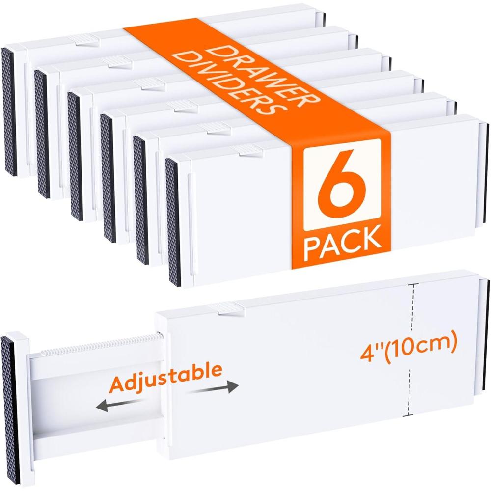 imageLifewit 9 Pack Drawer Dividers 4quot High 1117quot Adjustable Drawer Organizers for Clothes Expandable Dresser Separators in BedroomBathroomKitchenFridgeOffice Organization and Storage WhiteWhite