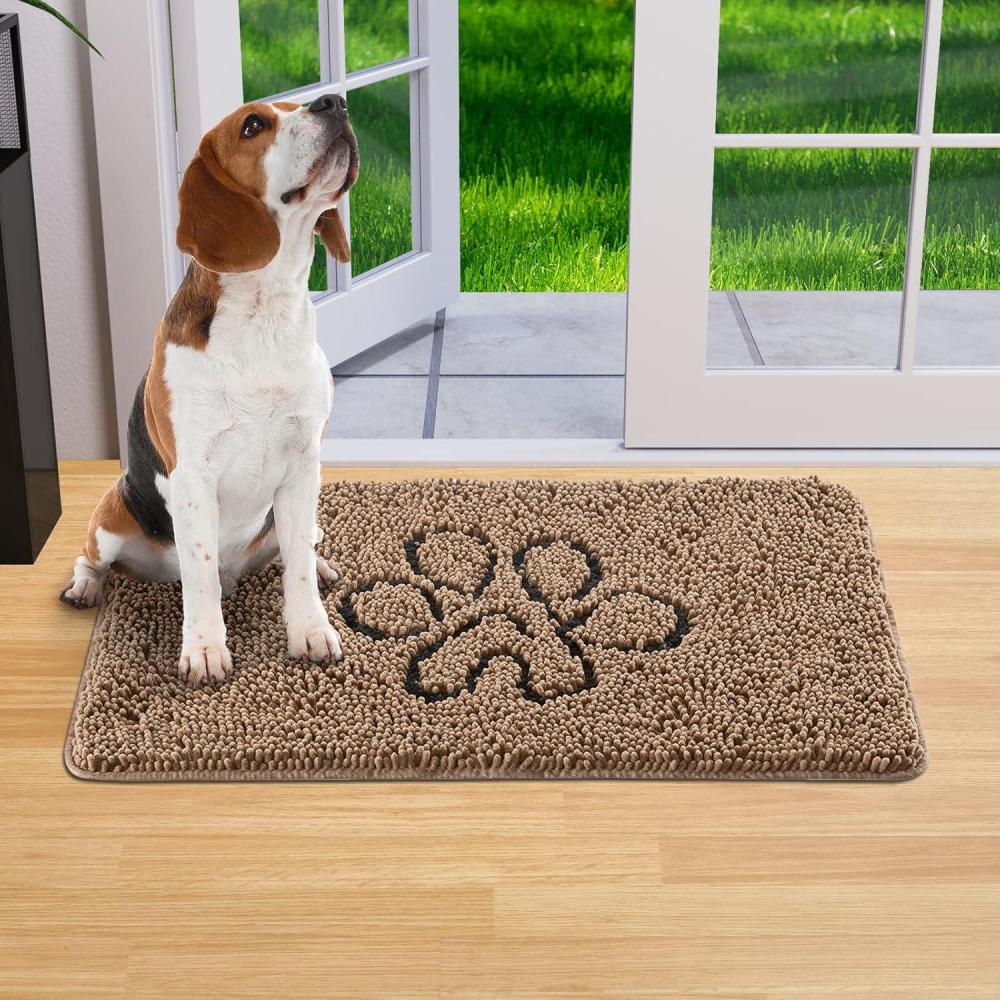 imageLifewit Chenille Indoor Doormat Traps Mud and Water Non Slip LowProfile Rug Doormats for Muddy Shoes and Dog Paws Machine Washable Doormat for Pet Entry Back Door Mud Room 24  36 in GreyBrown