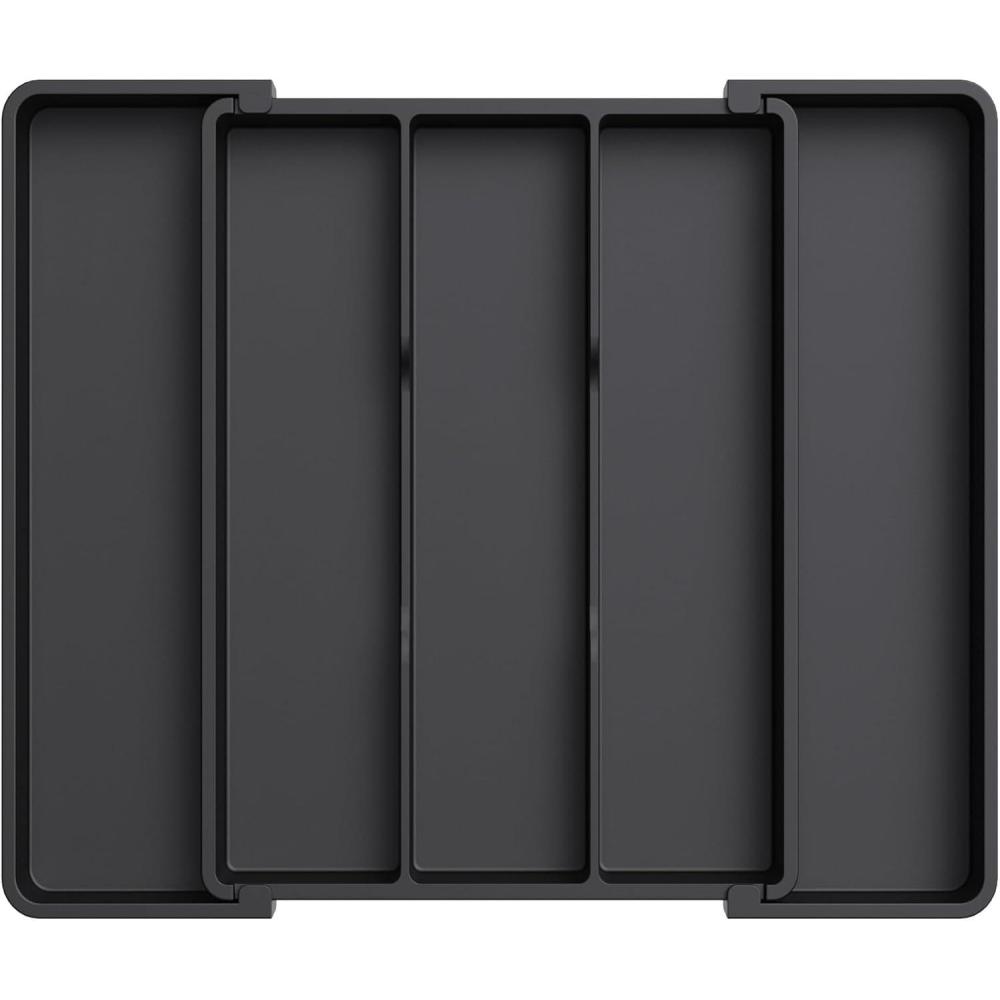 imageLifewit Cooking Utensil Drawer Organizer Expandable from 13 to 224 inches Adjustable Cutlery Silverware Tray Plastic Flatware Spatula Holder Kitchen Tools Gadgets Storage Divider BlackBlack