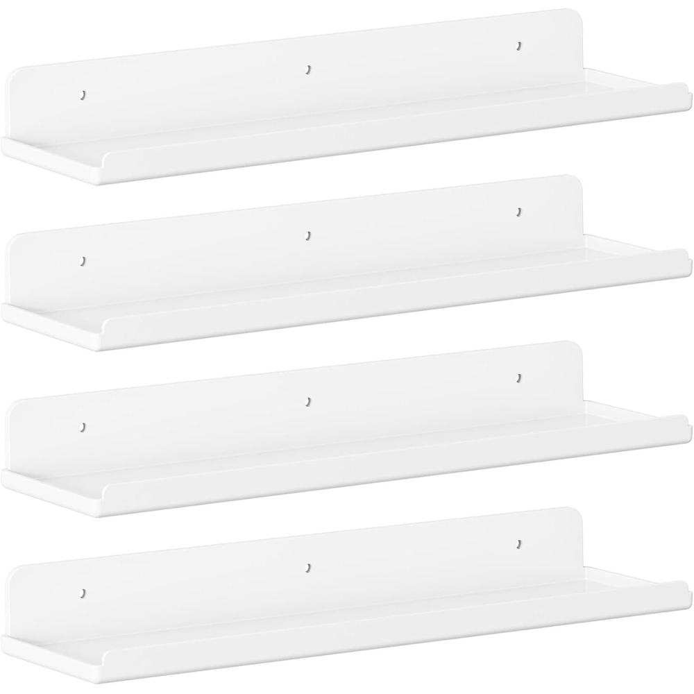 imageLifewit Floating Shelves for Wall 6 Pack 15quot Clear Acrylic Shelf Room Decor for BookFiguresPhotoMakeup in Bathroom Book Shelf Living Room Bedroom Kitchen Storage and OrganizationWhite