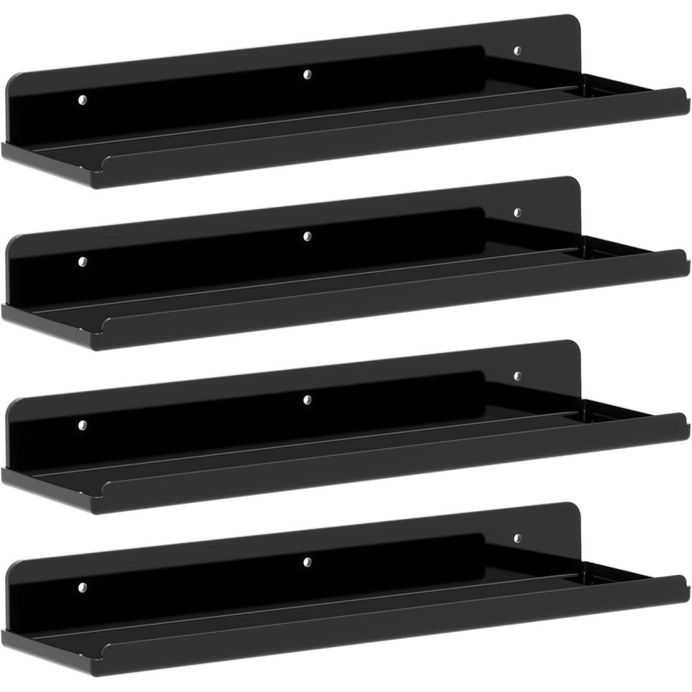 imageLifewit Floating Shelves for Wall 6 Pack 15quot Clear Acrylic Shelf Room Decor for BookFiguresPhotoMakeup in Bathroom Book Shelf Living Room Bedroom Kitchen Storage and OrganizationBlack