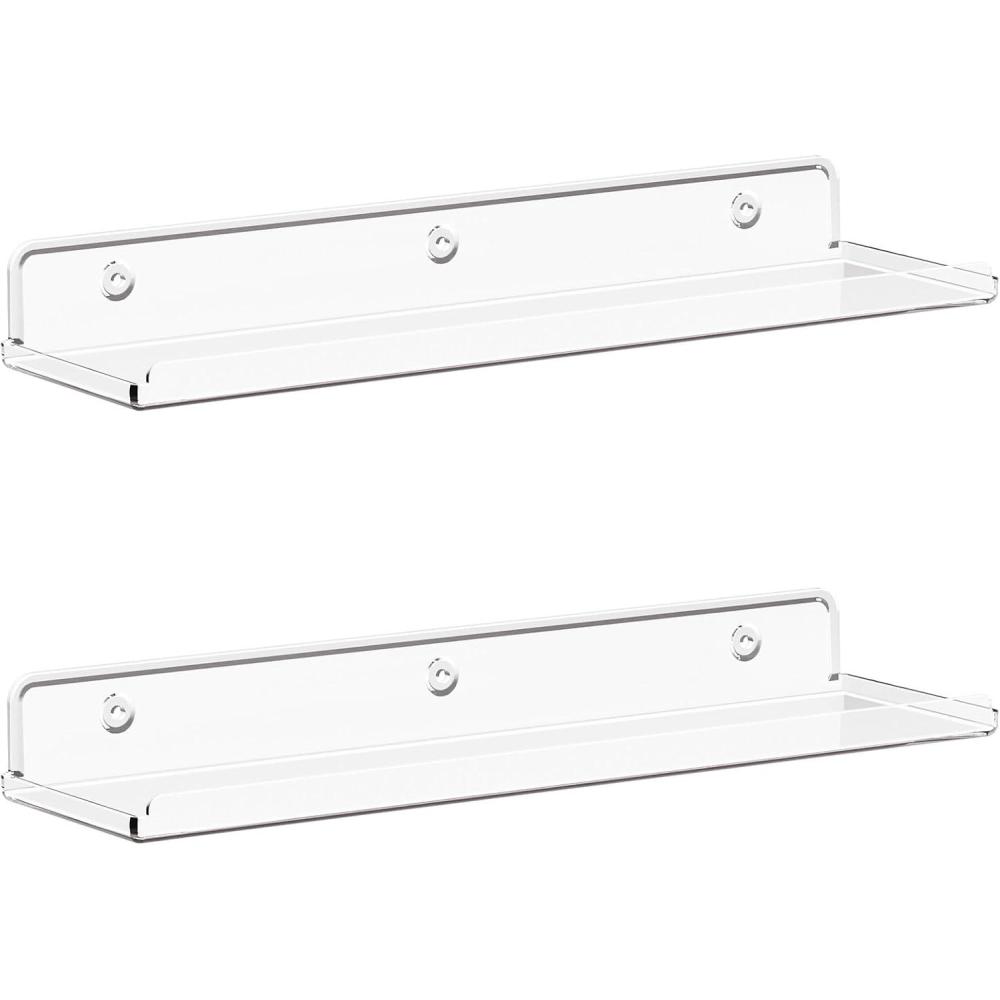 imageLifewit Floating Shelves for Wall 6 Pack 15quot Clear Acrylic Shelf Room Decor for BookFiguresPhotoMakeup in Bathroom Book Shelf Living Room Bedroom Kitchen Storage and OrganizationClear