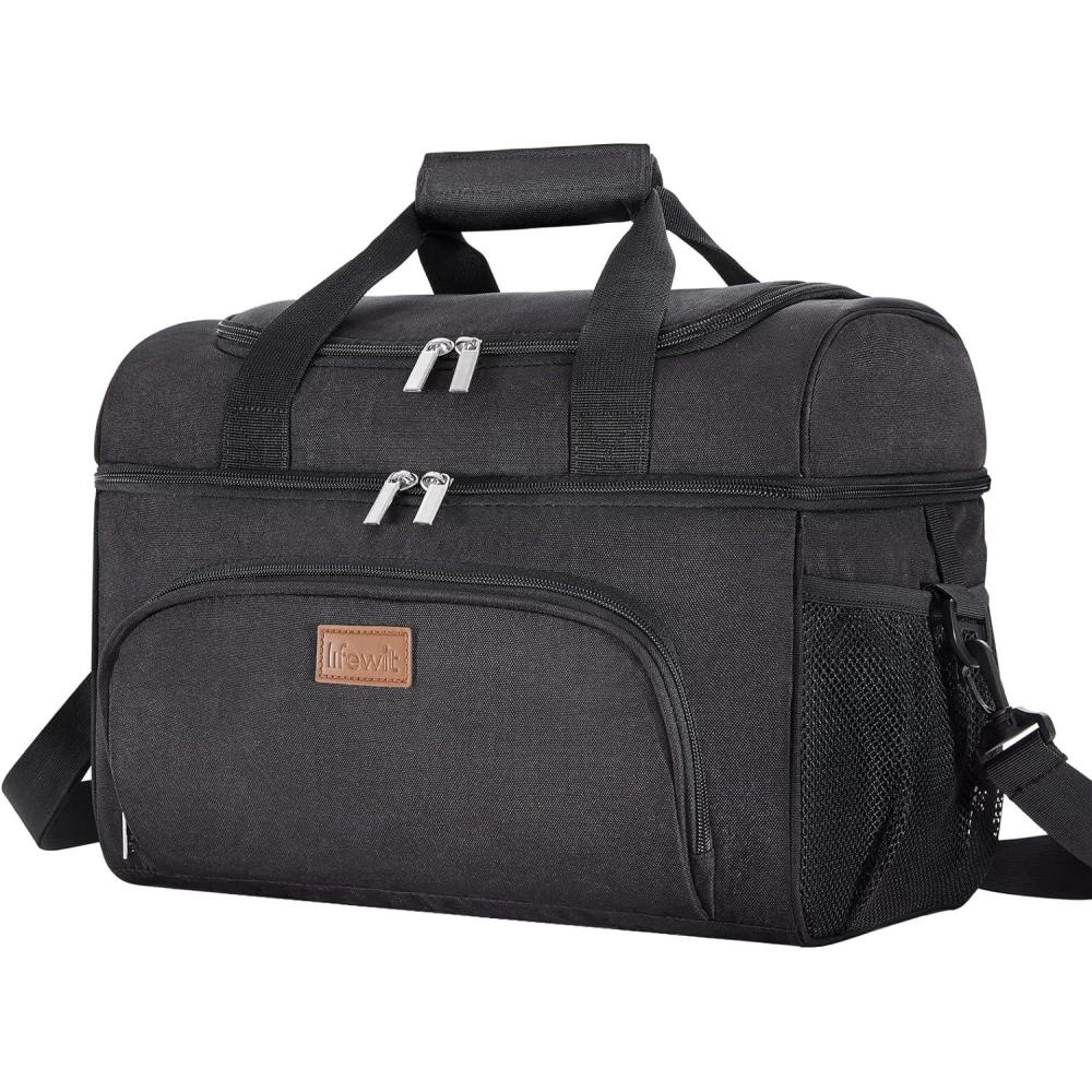 imageLifewit Insulated Cooler Bag 3248 Can Large Leakproof Beach Cooler Lightweight Portable Double Layer SoftSided Travel Ice Chest for Camping Kayaking Road Trips Grocery ShoppingBlack