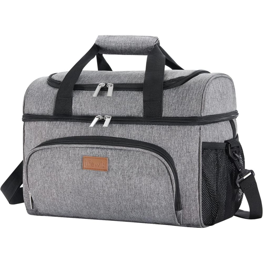 imageLifewit Insulated Cooler Bag 3248 Can Large Leakproof Beach Cooler Lightweight Portable Double Layer SoftSided Travel Ice Chest for Camping Kayaking Road Trips Grocery ShoppingGray