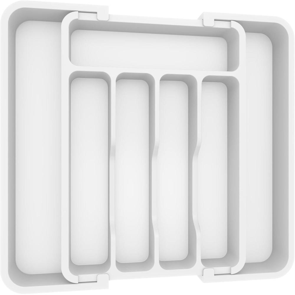imageLifewit Large Silverware Drawer Organizer Expandable Utensil Tray for Kitchen BPA Free Flatware and Cutlery Holder Adjustable Plastic Storage for Spoons Forks Knives Large BlackWhite
