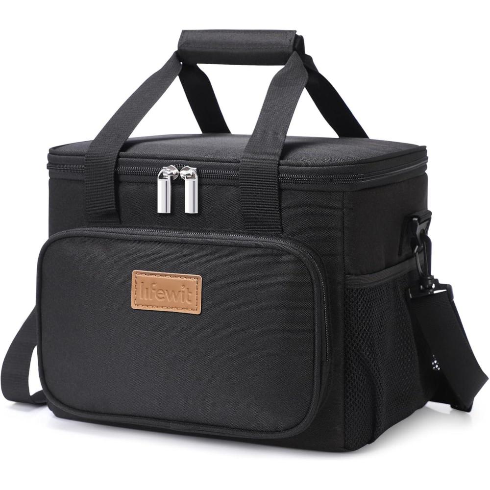 imageLifewit Medium Lunch Bag Insulated Lunch Box Soft Cooler Cooling Tote for Adult Men Women Dark Gray 12Can 9LBlack