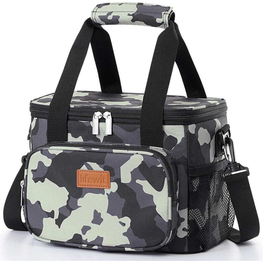 imageLifewit Medium Lunch Bag Insulated Lunch Box Soft Cooler Cooling Tote for Adult Men Women Dark Gray 12Can 9LCamouflage