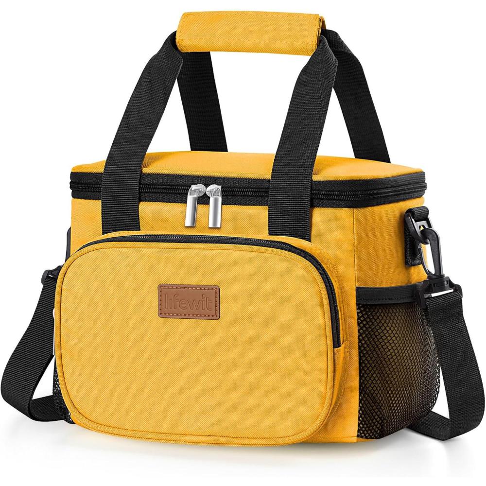 imageLifewit Medium Lunch Bag Insulated Lunch Box Soft Cooler Cooling Tote for Adult Men Women Dark Gray 12Can 9LOrange