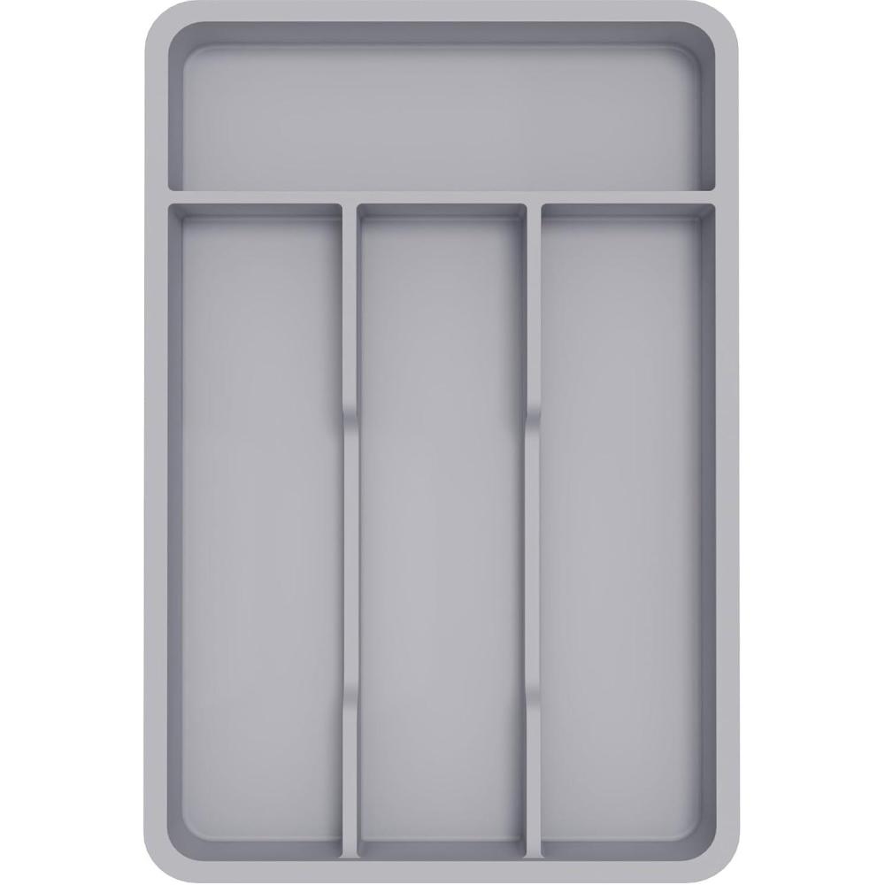 imageLifewit Silverware Drawer Organizer Tray Plastic Cutlery Storage for Kitchen Drawer Flatware and Utensil Holder Divider for Spoons Forks Knives Tableware 5 Compartment BlackGray