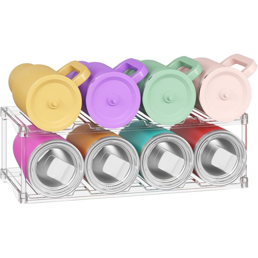 imageLifewit Stackable Bottle Storage Organizer Freestanding Wine Bottle Holder for Cabinet Plastic Large Compartment Wine Rack for Fridge Cellar Kitchen Pantry Storage 3Tier Hold 92 Tier8 Bottle