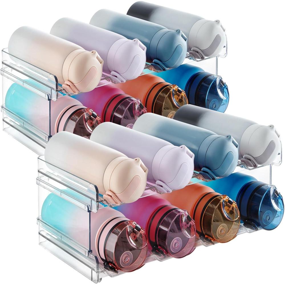 imageLifewit Stackable Water Bottle Organizer for Cabinet Plastic Bottle Holder Fits Bottles ampamp Tumblers up to 38quot Diameter Pantry Countertop ampamp Fridge 2 Tier Holds 8 Bottles16bottle2 tier