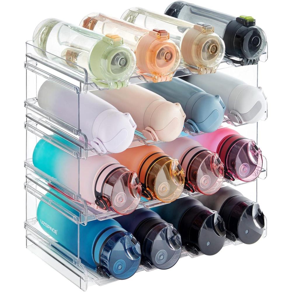 imageLifewit Stackable Water Bottle Organizer for Cabinet Plastic Bottle Holder Fits Bottles ampamp Tumblers up to 38quot Diameter Pantry Countertop ampamp Fridge 2 Tier Holds 8 Bottles16bottle4tier