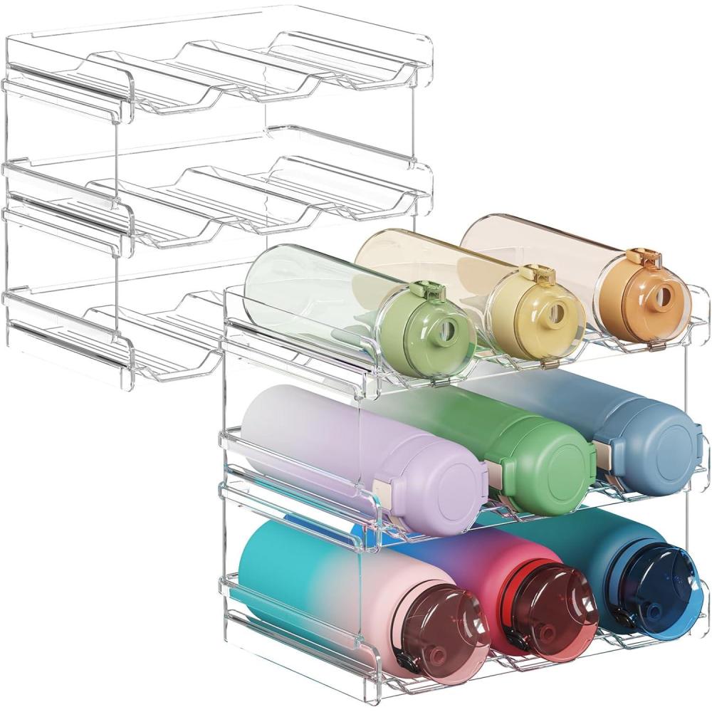 imageLifewit Stackable Water Bottle Organizer for Cabinet Plastic Bottle Holder Fits Bottles ampamp Tumblers up to 38quot Diameter Pantry Countertop ampamp Fridge Holds 6 Bottles18bottle