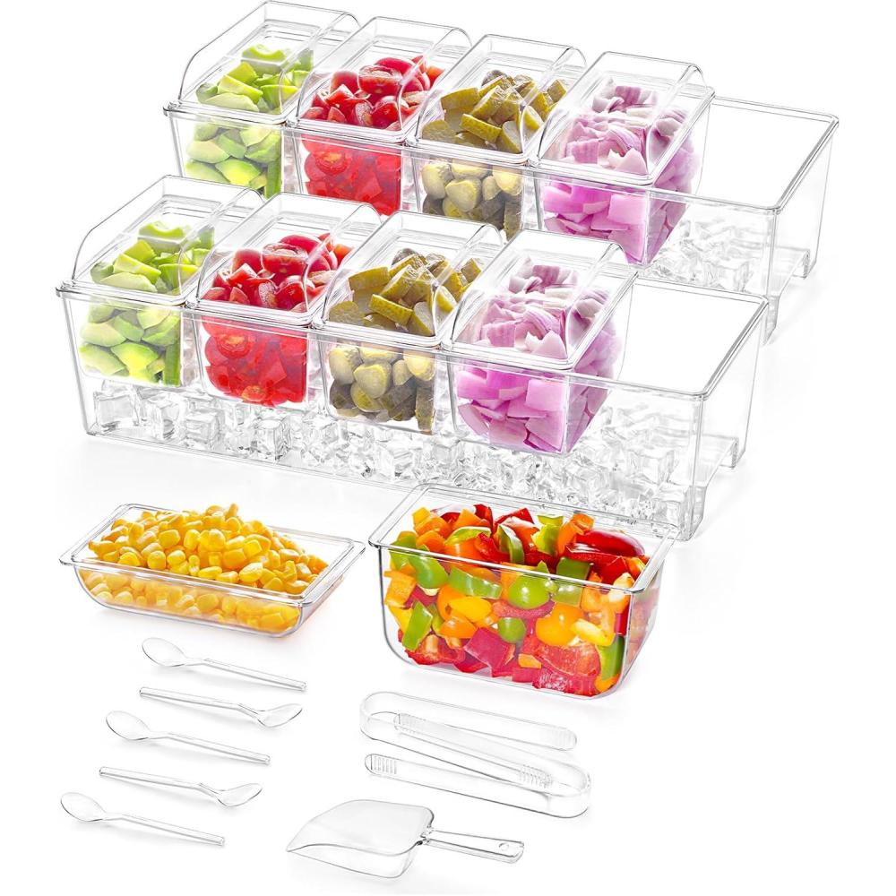 imageLifewit Taco Bar Serving Set for Party with 5 Containers25 Cup ampamp Components Large Ice Chilled Condiment Caddy Organizer Garnish Serving Tray Platter for Mimosa Bar Accessories Fruit Salad Food2