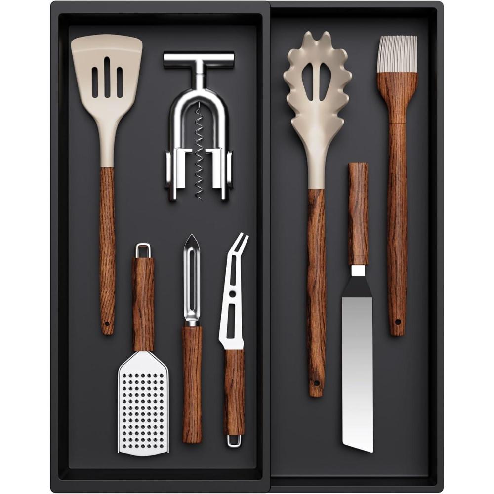 imageLifewit Utensil Drawer Organizer Expandable Cooking Silverware Tray for Kitchen Drawer Adjustable Cutlery Flatware Holder Plastic Spatula Tools and Gadgets Storage Divider 3 Compartments BlackBlack