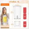 Lifewit 1 Gallon (128 OZ) Drink Dispensers for Parties 2 Pcs, 4L Plastic Beverage Containers with Stand for Juice/Tea/Soda/Water, Clear Ice Lemonade Dispensers with Lid & Leak-proof Spigot(2)
