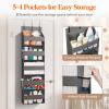 Lifewit 1 Pack Over the Door Organizer, 5 Shelf Clear Window Hanging Storage with 4 Mesh Side Pockets, Anti Tilt 40 lbs Load Behind Door for Pantry, Nursery, Bathroom, Bedroom, Kitchen, Dorm, Grey(Gray)