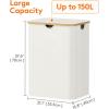 Lifewit 100L Laundry Basket with Lid, Clothes Hampers for Laundry with Bamboo Handles and A Removable Bag, Large Foldable Laundry Hamper for Bedroom, Bathroom, Dorm, Laundry Room, Beige(Off White)