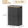 Lifewit 100L Laundry Basket with Lid, Clothes Hampers for Laundry with Bamboo Handles and A Removable Bag, Large Foldable Laundry Hamper for Bedroom, Bathroom, Dorm, Laundry Room, Beige(Dark Gray)