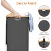 Lifewit 100L Laundry Basket with Lid, Clothes Hampers for Laundry with Bamboo Handles and A Removable Bag, Large Foldable Laundry Hamper for Bedroom, Bathroom, Dorm, Laundry Room, Beige(Dark Gray)