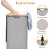 Lifewit 100L Laundry Basket with Lid, Clothes Hampers for Laundry with Bamboo Handles and A Removable Bag, Large Foldable Laundry Hamper for Bedroom, Bathroom, Dorm, Laundry Room, Beige(Light Gray)