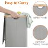 Lifewit 100L Laundry Basket with Lid, Clothes Hampers for Laundry with Bamboo Handles and A Removable Bag, Large Foldable Laundry Hamper for Bedroom, Bathroom, Dorm, Laundry Room, Beige(Silver Grey)