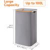 Lifewit 100L Laundry Basket with Lid, Clothes Hampers for Laundry with Bamboo Handles and A Removable Bag, Large Foldable Laundry Hamper for Bedroom, Bathroom, Dorm, Laundry Room, Beige(Gray)