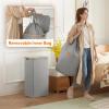 Lifewit 100L Laundry Basket with Lid, Clothes Hampers for Laundry with Bamboo Handles and A Removable Bag, Large Foldable Laundry Hamper for Bedroom, Bathroom, Dorm, Laundry Room, Beige(Silver Grey)