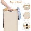 Lifewit 100L Laundry Basket with Lid, Clothes Hampers for Laundry with Bamboo Handles and A Removable Bag, Large Foldable Laundry Hamper for Bedroom, Bathroom, Dorm, Laundry Room, Beige(Beige)