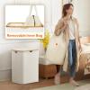 Lifewit 100L Laundry Basket with Lid, Clothes Hampers for Laundry with Bamboo Handles and A Removable Bag, Large Foldable Laundry Hamper for Bedroom, Bathroom, Dorm, Laundry Room, Beige(Off White)