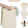 Lifewit 100L Laundry Basket with Lid, Clothes Hampers for Laundry with Bamboo Handles and A Removable Bag, Large Foldable Laundry Hamper for Bedroom, Bathroom, Dorm, Laundry Room, Beige(White)
