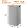 Lifewit 100L Laundry Basket with Lid, Clothes Hampers for Laundry with Bamboo Handles and A Removable Bag, Large Foldable Laundry Hamper for Bedroom, Bathroom, Dorm, Laundry Room, Beige(Silver Grey)