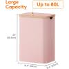 Lifewit 100L Laundry Basket with Lid, Clothes Hampers for Laundry with Bamboo Handles and A Removable Bag, Large Foldable Laundry Hamper for Bedroom, Bathroom, Dorm, Laundry Room, Beige(Pink)