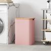 Lifewit 100L Laundry Basket with Lid, Clothes Hampers for Laundry with Bamboo Handles and A Removable Bag, Large Foldable Laundry Hamper for Bedroom, Bathroom, Dorm, Laundry Room, Beige(Pink)