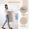 Lifewit 105L Laundry Basket with Lid, Large Laundry Hamper with Plastic Handles and Removable Bag, Foldable Tall Dirty Clothes Hampers for Laundry for Laundry Room, Bedroom, Bathroom, Dorm, Beige(Beige)