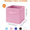 Lifewit 12 Packs Storage Cubes, 11 Inch Cube Storage Bins, Foldable Decorative Fabric Storage Baskets for Organizing Home Organizers with Handles for Shelves, Closet, Grey(Pink)