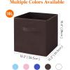 Lifewit 12 Packs Storage Cubes, 11 Inch Cube Storage Bins, Foldable Decorative Fabric Storage Baskets for Organizing Home Organizers with Handles for Shelves, Closet, Grey(Brown)