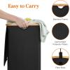 Lifewit 120L Double Laundry Hamper with Lid, Large Dual Laundry Basket Removable Bags, 2 Sections Aesthetic Clothes Hampers for Laundry with Bamboo Handles for Bedroom Bathroom Dorm, Black(Black)
