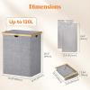 Lifewit 160L Double Laundry Hamper with Lid, Extra Large Bamboo Laundry Basket Dirty Clothes Hamper, 2 Section Laundry Bin Organizer for Laundry Room Bedroom with 2 Removable Liners & Bags, Black(Light Gray)