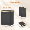 Lifewit 160L Double Laundry Hamper with Lid, Extra Large Bamboo Laundry Basket Dirty Clothes Hamper, 2 Section Laundry Bin Organizer for Laundry Room Bedroom with 2 Removable Liners & Bags, Black(Dark Gray)