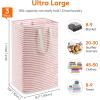 Lifewit 2 Pack Laundry Hamper Large Collapsible Laundry Baskets, Freestanding Waterproof Clothes Hamper with Easy Carry Handles in Laundry Room Bedroom Bathroom College Dorm for Adults, Grey, 2 x 80L(Pink)