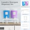Lifewit 2-Pack Liquid Laundry Detergent Dispenser, 118 fl oz/3.5L Laundry Room Soap Dispenser with Leak-Proof Spigot, Plastic Containers for Fabric Softener, Bleach with Stand, Labels, Measuring Cups